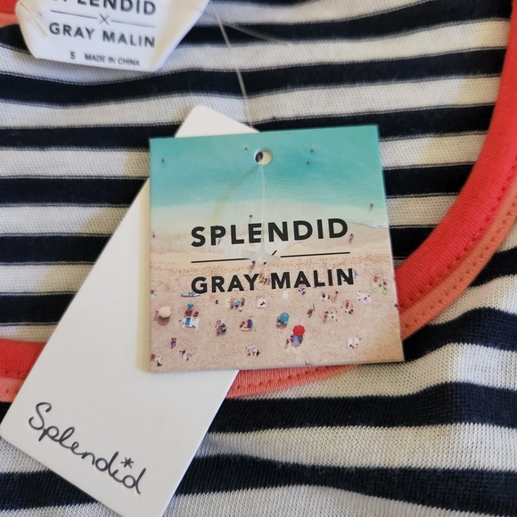 NWT Splendid X Gray Malin Seaside Stripe T Shirt Dress with Pockets 100%… - Picture 4 of 14